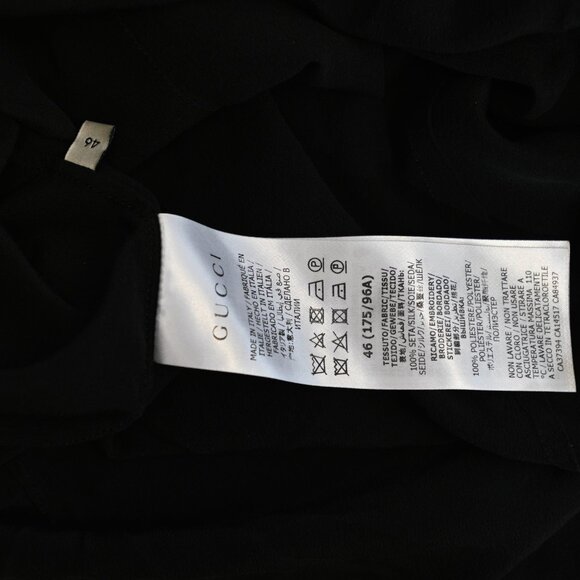 Gucci Black 100% Silk Shirt with Subtle GG Embroidery Very Good Condition - Picture 8 of 12